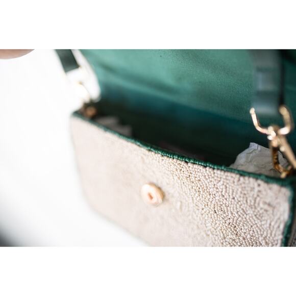 Anthropologie Beaded Fringe Floral Top-Handle Bag - Picture 5 of 5